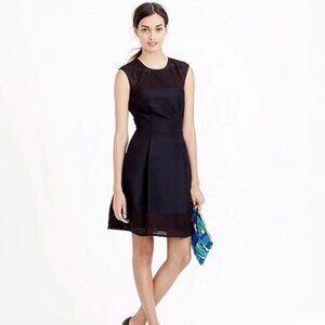 J Crew A-Line Little Black Dress Silk & Cotton Perforated